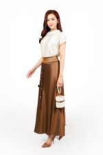Áo sơ mi công sở vải tafta cao cấp dáng suông cổ tròn tay ngắn thời trang - Ảnh 3