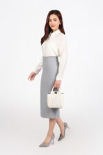 Chân váy công sở vải tuyp xy dáng bút chì khoá thân sau - Ảnh 5