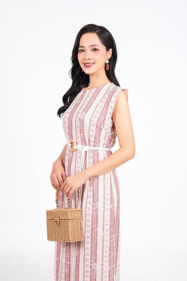 Đầm dạo phố vải lưới hai lớp dáng suông cổ tròn vai chờm - Ảnh 4